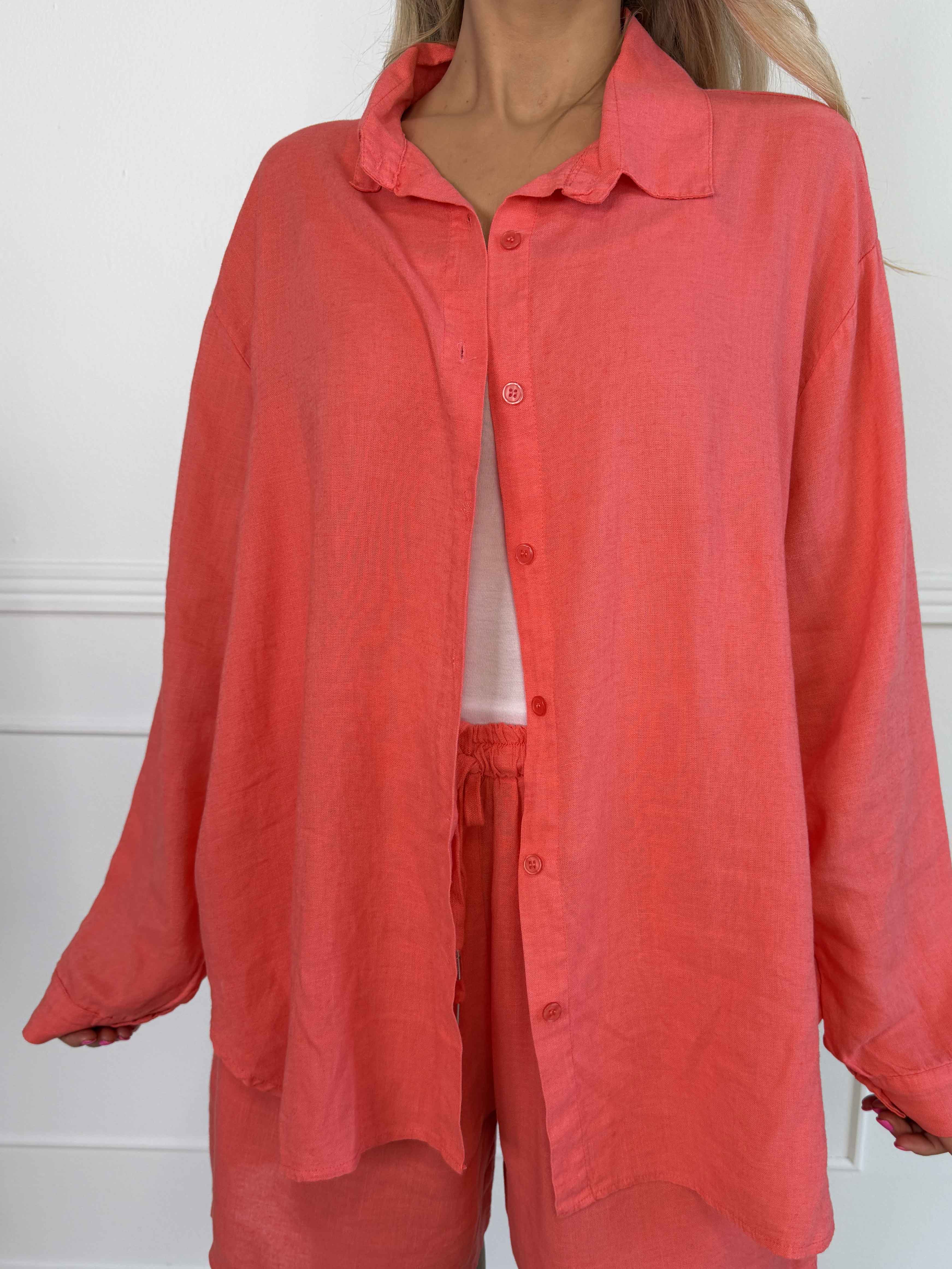 Clara Shirt - Enfärgad skjorta i viskos och linne